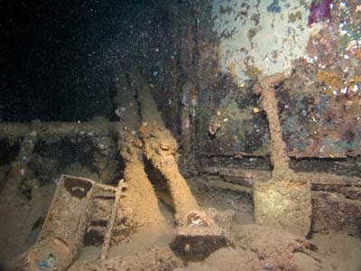 Rifles and shovels on B Deck