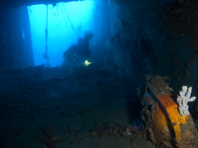 Just below the Promenade Deck at the Stern