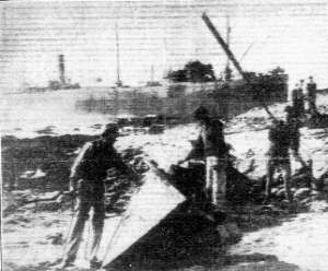 The smashed lifeboat