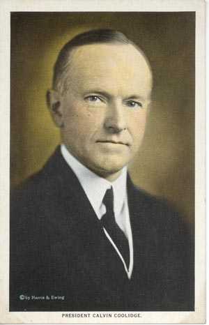 A postcard of Calvin Coolidge