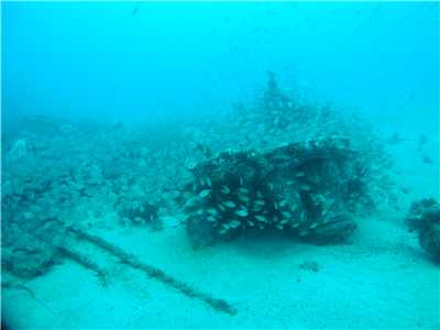 Some of the wreckage at the bow