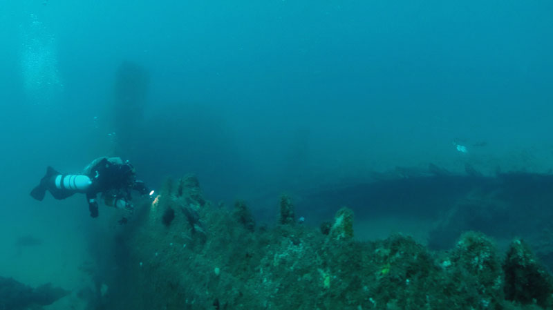Forward of the boiler